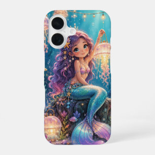 Mermaid with jellyfish lantern iPhone 16 case