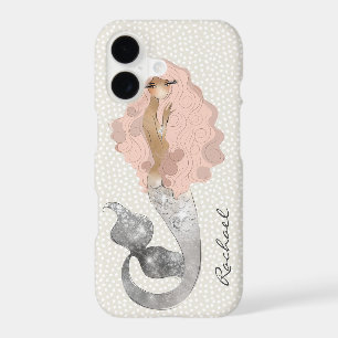 Mermaid With Pink Hair and Your Monogram
