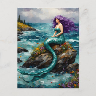 Mermaid with Purple Hair Postcard