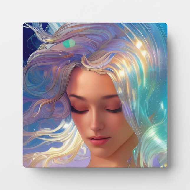 Mermaid with Shimmering Hair Plaque (Front)