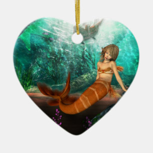 Mermaid with Shipwreck Ceramic Tree Decoration