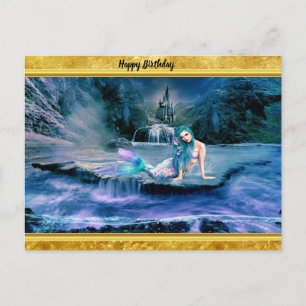 Mermaid with turquoise hair postcard