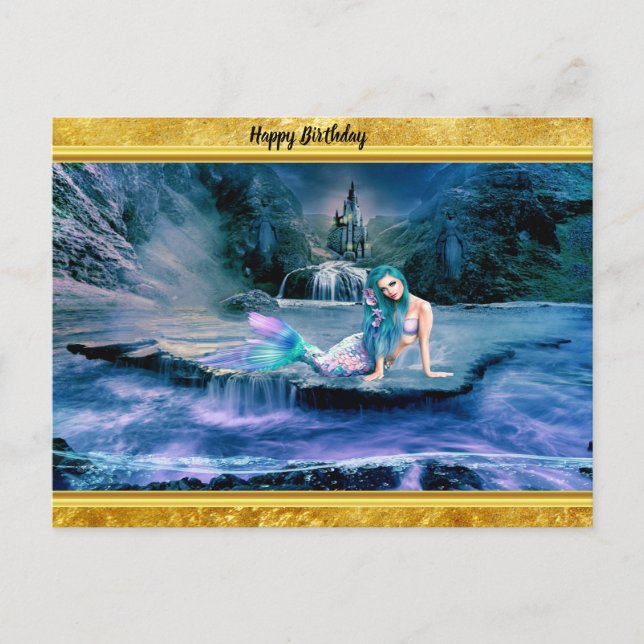 Mermaid with turquoise hair postcard (Front)