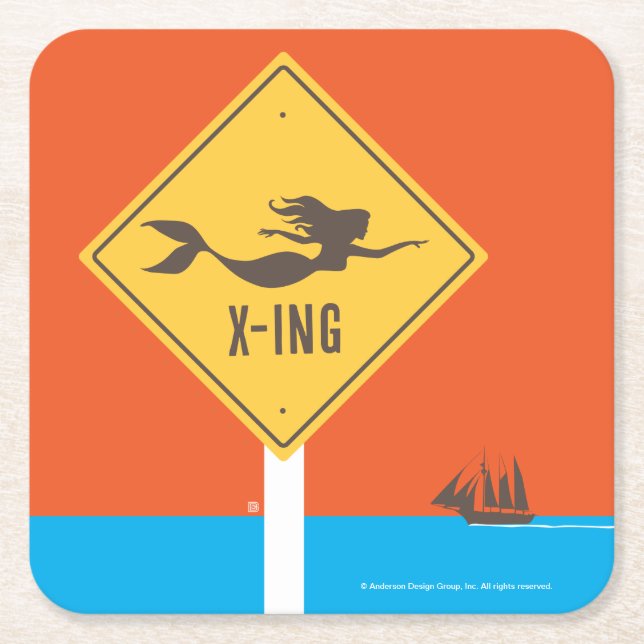 Mermaid X-ing Square Paper Coaster (Front)