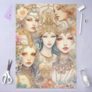 Mermaids Abstract Art Collage Decoupage Tissue Paper