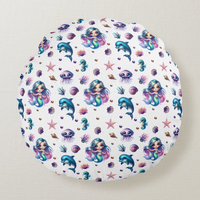 Mermaid's Adventure! Round Cushion (Front)