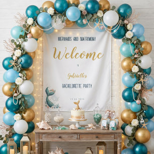 Mermaids And Matrimony Ocean Bachelorette Party Tapestry