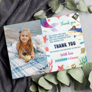 Mermaids And Pirates Birthday Thank You Card