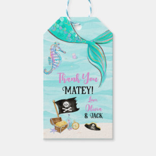 Mermaids and Pirates Birthday Thank You Favour Gift Tags