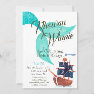 Mermaids and Pirates Kids Birthday Invitation