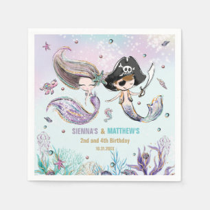 Mermaids and Pirates Under the Sea Joint Birthday Napkin