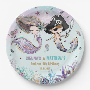Mermaids and Pirates Under the Sea Joint Birthday Paper Plate