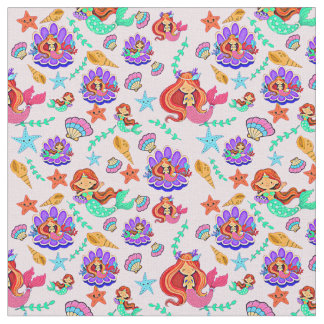 Mermaids and Shells Fabric