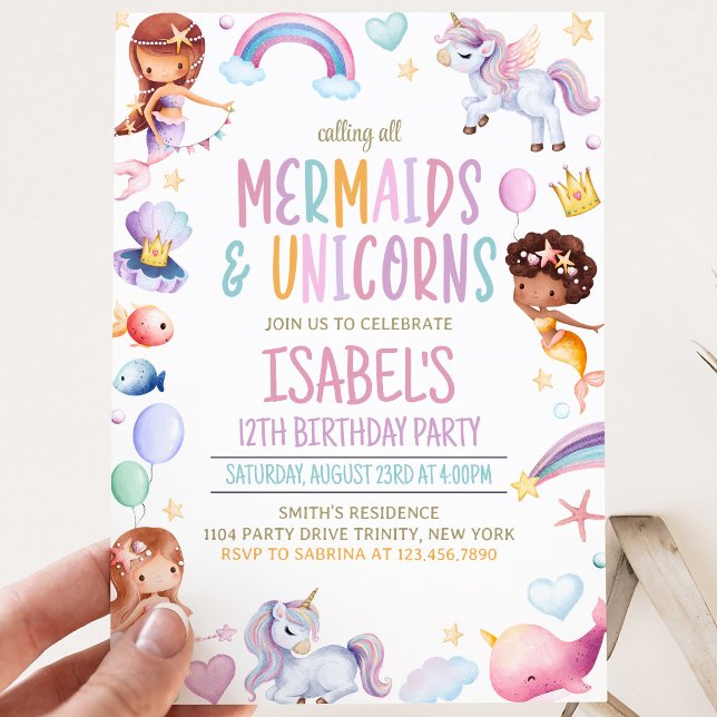 Mermaids and Unicorns Birthday Invitation (Creator Uploaded)