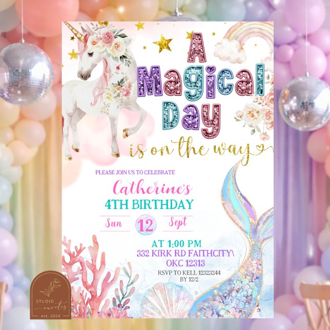 Mermaids and Unicorns Magical Birthday invitation (Creator Uploaded)