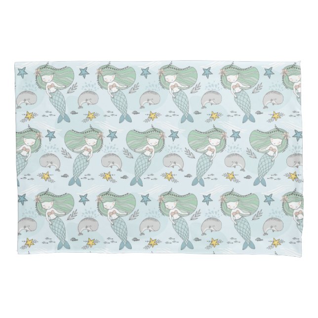 Mermaids and Whales Pillowcase (Front)