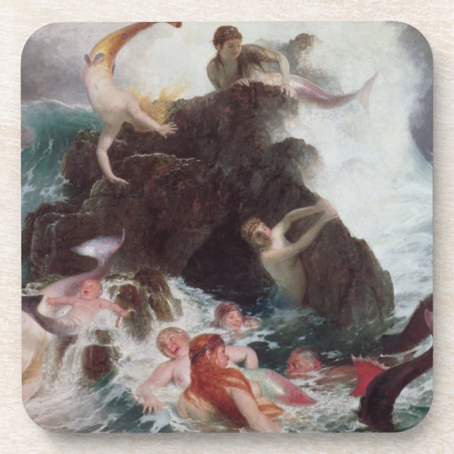 Mermaids at Play, 1886 (oil on canvas) Coaster (Front)
