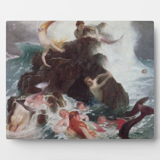 Mermaids at Play, 1886 (oil on canvas) Plaque (Front)