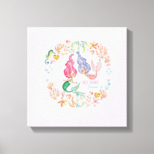 Mermaids Best Friends Forever BFF Personalised Canvas Print