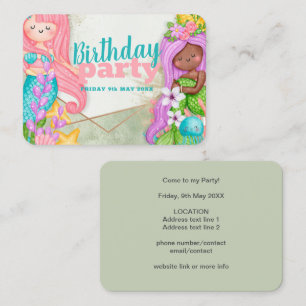 Mermaids Birthday Party Invitation Card