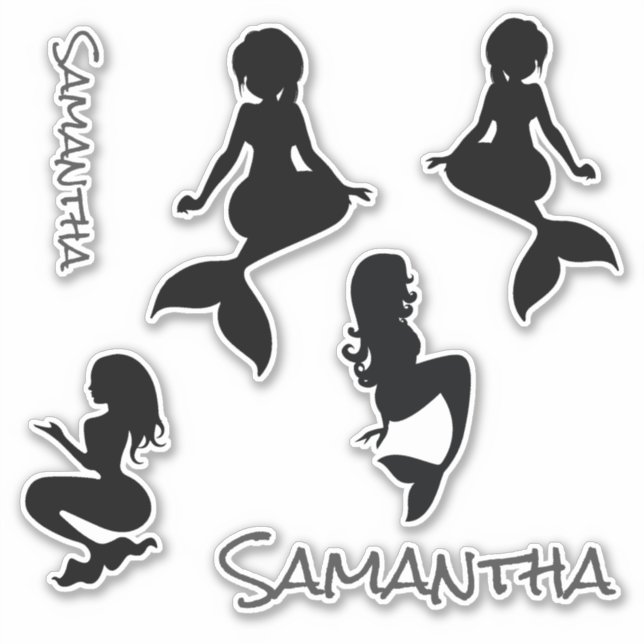 Mermaids black silhouette  Sticker (Front)