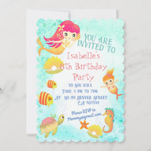 Mermaids Blue Invitation Card