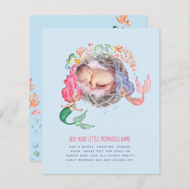 Mermaids BUDGET PHOTO Invite Announcement (Front/Back)