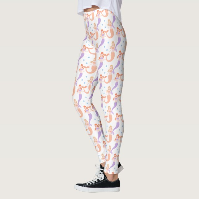 Mermaids | Cute Pastel Bubbles Pattern Leggings (Left)