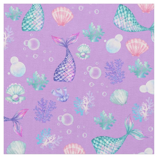 Mermaids Dream on Purple Fabric (Close Up)