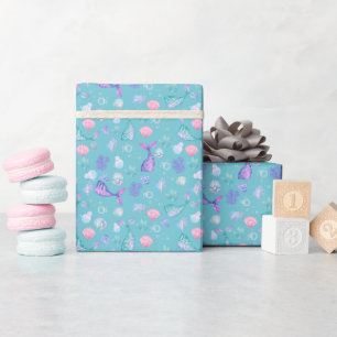 Mermaids Dream on Turquoise Wrapping Paper