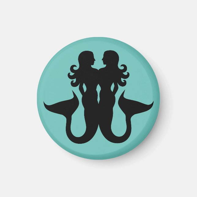 Mermaids entwined silhouettes sailor boat ship  magnet (Front)