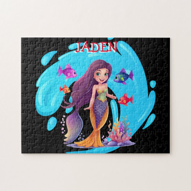 Mermaids, Fish splashing in the water personalised Jigsaw Puzzle (Horizontal)