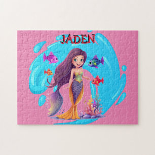 Mermaids, Fish splashing in the water personalised Jigsaw Puzzle
