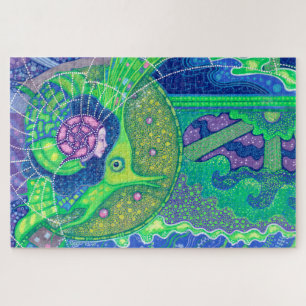 Mermaids & Fish, surreal fantasy art, underwater Jigsaw Puzzle
