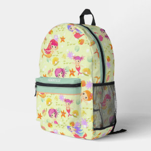 Mermaids Green Printed Backpack