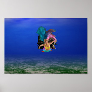 Mermaids helping the lobsters. poster