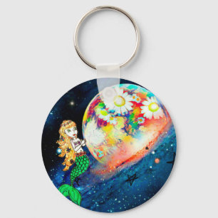Mermaids in space key ring