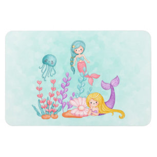 Mermaids & Jellyfish Under the Sea Watercolor Magnet