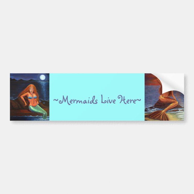 Mermaids Live Here Bumper Sticker (Front)