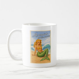 Mermaids Make Waves Retro Pin-Up | Coastal Beach Coffee Mug