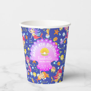 Mermaids Navy Blue Paper Cups