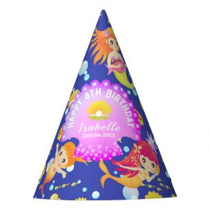 Mermaids Navy Blue Party Hat