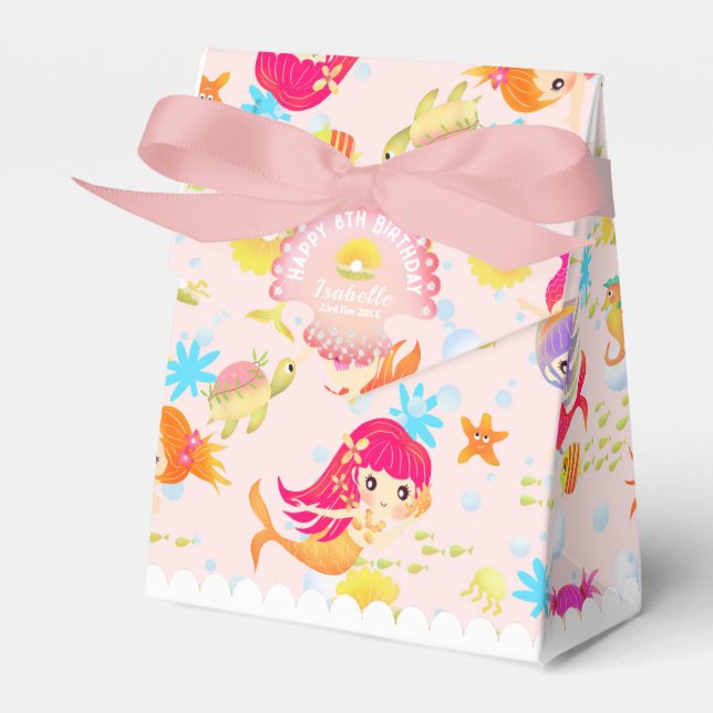 Mermaids Peach Pink Favour Box (Front Side)