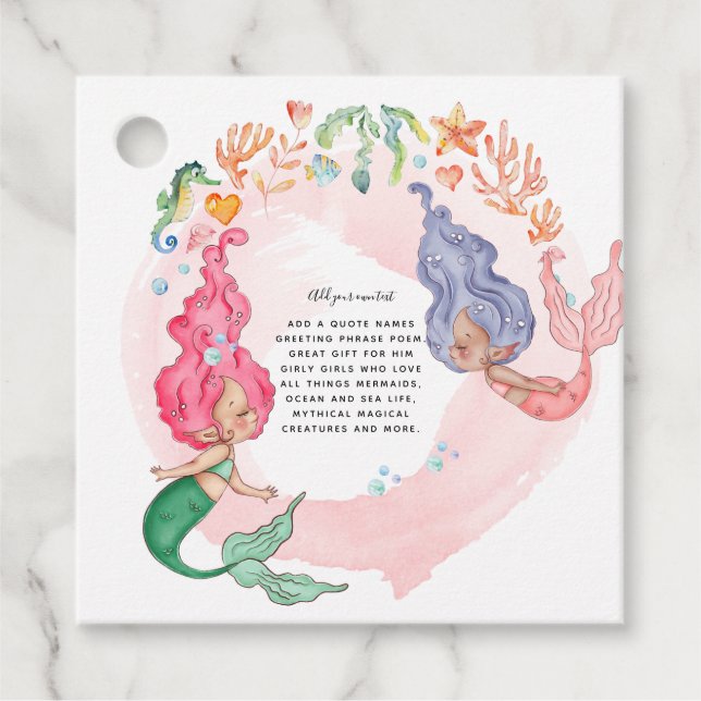 MERMAIDS Personalised Favour Tags (Front)