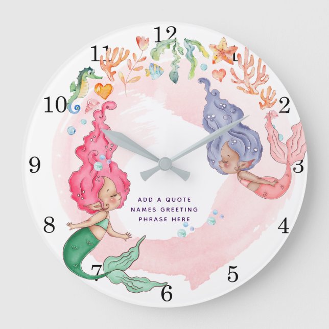 MERMAIDS Personalised Large Clock (Front)