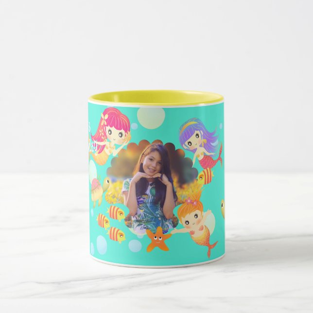 Mermaids Photo Aqua Mug (Center)