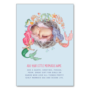 Mermaids PHOTO Baby Shower Party Table Number