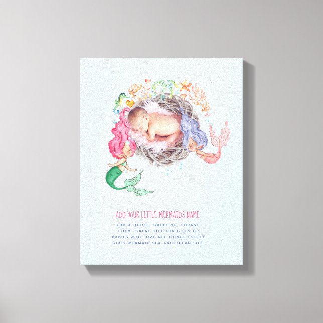 Mermaids PHOTO New Baby Wall Art Keepsake (Front)