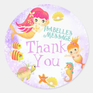 Mermaids Purple Classic Round Sticker