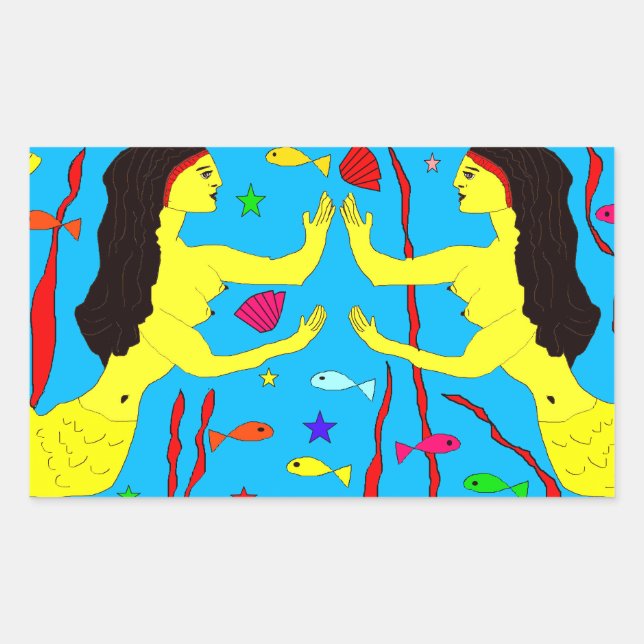 mermaids rectangular sticker (Front)